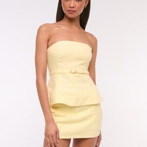 Premium linen strapless top and mini skirt